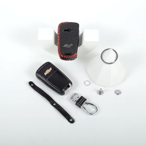 Image of Leather Car Key Cover for Chevrolet Cruze Car Remote Key (Black)