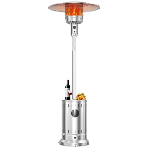 DIAMONDFORGE 50,000 BTU Stainless Steel Patio Heater - Propane Patio Heater with Double-Layer Stainless Steel Burner, Space Heater, Outdoor Heaters with Wheels Used for Garden, Patio and Residential