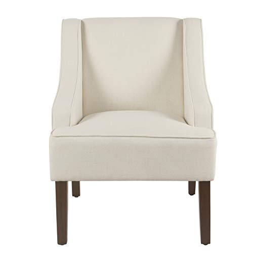 Homepop Velvet Swoop Arm Accent Chair, Linen-Look Soft Cream #TOP2