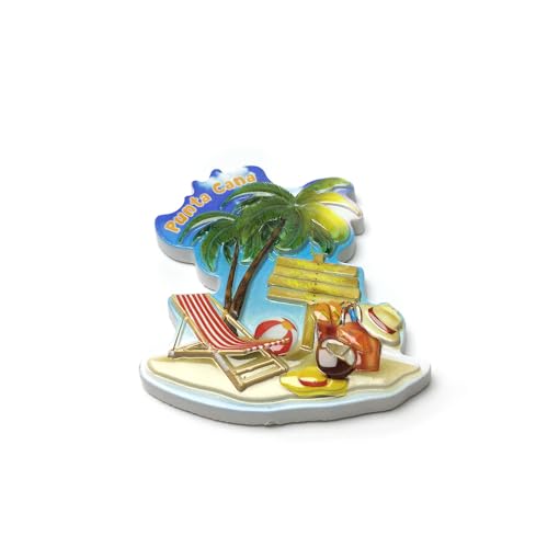 Imán decorativo 3D de resina pintada a mano Punta Cana miniatura 4
