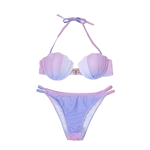 Maillot de bain 2 pièces coloré dégradé de taille XL pour femme moderne