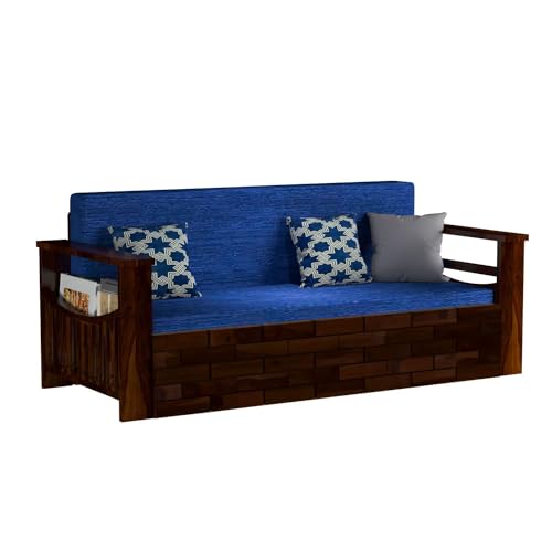 Image of Mamta Furniture Solid Wood Foster 3 Seater Sofa Cum Bed with 40 Density Cushions for Living Room, Three Seater Queen Size Sofa Bed for Home, Sofa Com Bed, Sheesham Wood Dark Walnut