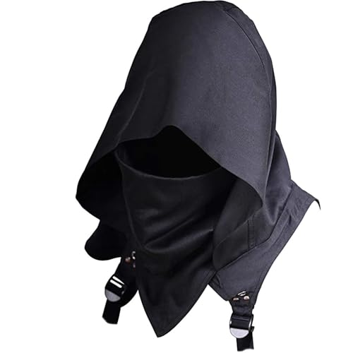 Photo de Écharpe du capot de capot cyberpunk, costume médiéval assassin unique, costume de manche en hiver un chapeau de manteau unisexe pour le cosplay d'Halloween et les usages quotidiens, cyberpunk, cost