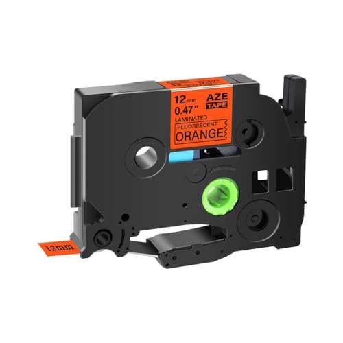 12mm TZ TZE-231 TZE-251 TZE-241���x���e�[�vBlack on White Ribbon PT-1000 PT-D400�v�����^�[�ɓK���Ă��܂�(Black on Fluo Orange)