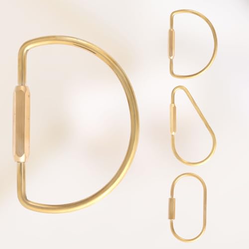 Image of BOXOB 3pcs Brass Screw Lock Keychain, Heavy Duty Car Key Organizer Gold Carabiner Keychain Clip Simple Style Brass Key Rings Holder for Men Women Keys Handbags Purse Bag Charms
