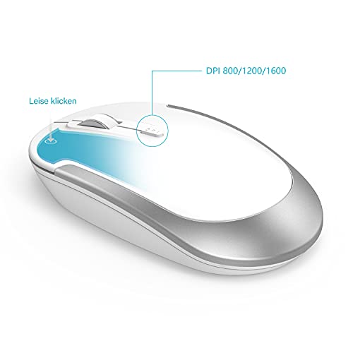 MagoFeliz Kabelloses Tastatur- und Maus-Set für Windows, 2,4 G kabellos, wiederaufladbar, ultraschlanke Tastatur mit kabelloser Maus, Design in voller Größe, deutsches QWERTZ-Layout, Set für PC/Laptop – Bild 5