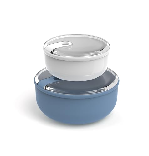 Rotho Ela Set Frischhaltedosen rund 2 tlg. ELA, Kunststoff (PP) BPA-frei, blau/weiss, (21.8 x 21.8 x 13.8 cm)