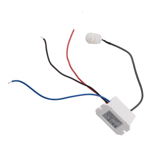 Lawnoval Mini interruptor de luz PIR empotrable de 360° con sensor de movimiento para techo, rango de detección ajustable de 6 m, IP20, 220-240 V CA, para uso diurno o nocturno