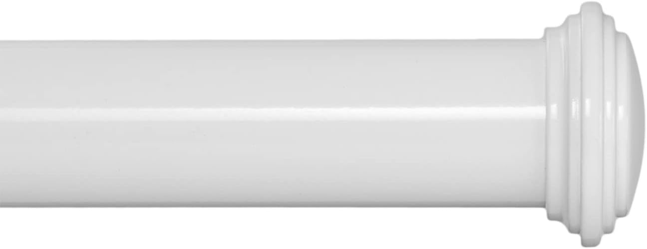 Ivilon Window Curtain Rod Decorative End Cap Design, 1 Inch Rod, 28 to 48 Inch. White 28" to 48" White