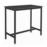 ACAZA Table Haute Cuisine 120l x 60P x 105H cm   Cadre en Metal   Bois   105cm Haute   Bar Mange Debout Rectangulaire   Noir