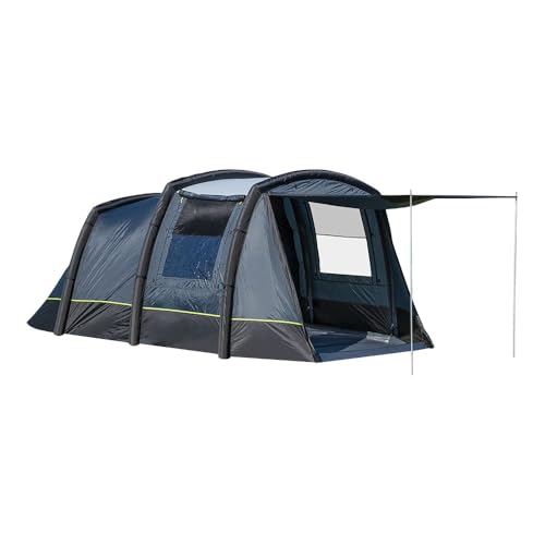 Campout Tenda gonfiabile a tunnel – 455x270 cm – Tenda familiare per 4 persone – Cabine notte oscurate – Tubi in TPU – impermeabile – Prese d'aria – 2 cabine letto – Inclusi pompa e telo impermeabile