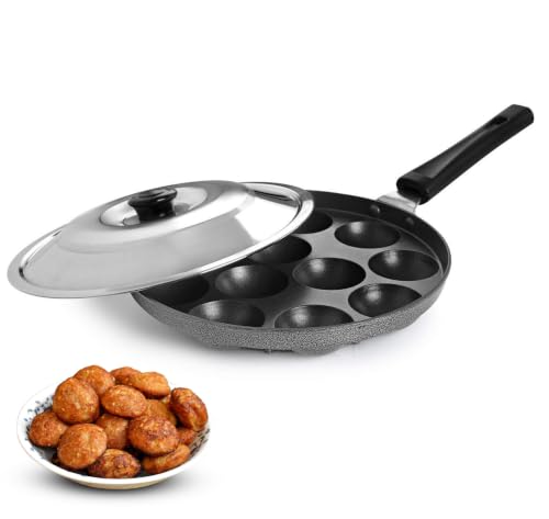 Image of AADHIK Appam Pan Non Stick 12 Cavity Appe Paniyaram Maker with Lid