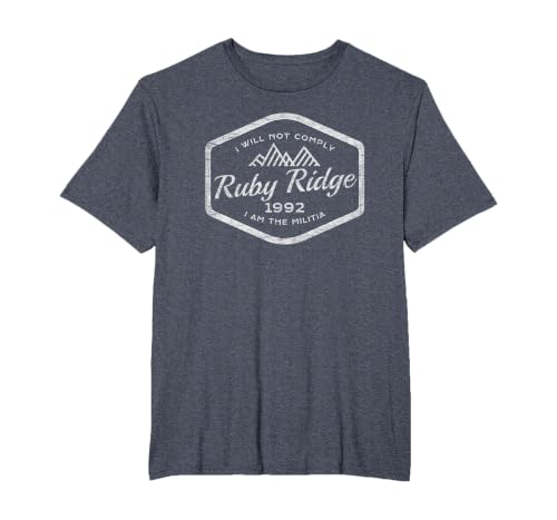Remember Ruby Ridge 1992. I Won't Stick to it. T-Shirt, Men's Big and Tall, Heather Blue, 3X Tall