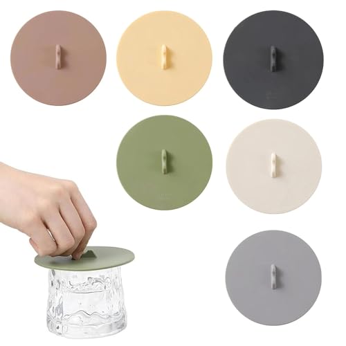 LINTRA 6 Stück Silikon Deckel, 6 Farben Silikon Becher Deckel für Unterschiedliche Bedürfnisse, 10cm Silikondeckel Können Mehrfach Verwendet Werden