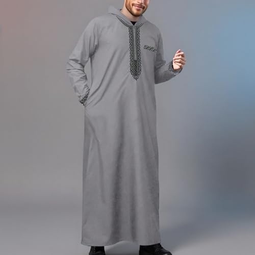 Chemise à capuche homme décontractée style arabe brodé - 3