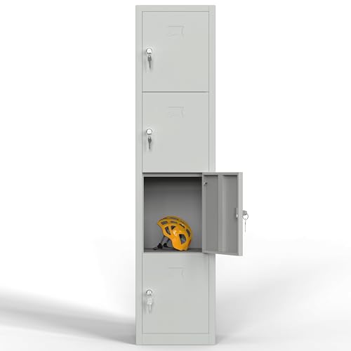TwinThink Taquillas Vestuario. 170 x 40 x 40 cm Taquillas Metalicas de 4 Puertas Taquilla Metalica con Llave Taquillas Vestuario 4 Puertas Taquillas Vestuario Metalicas (Gris)