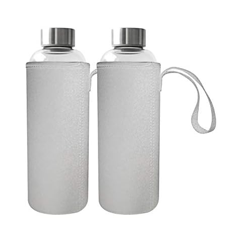 Rosenstein & Söhne Trinkflasche Glas: 2er-Set Trinkflaschen Cover