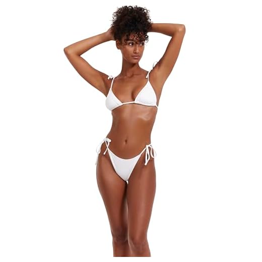 Flirtt Gottex Solids Top de biquíni feminino triângulo branco sólido com bojos macios removíveis e alça ajustável essencial para natação, Branco, PP