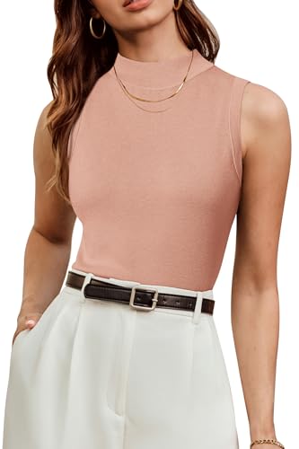 Image of Arach&Cloz Women's Wool Blend Mock Neck Fall Business Casual Sweater Tank