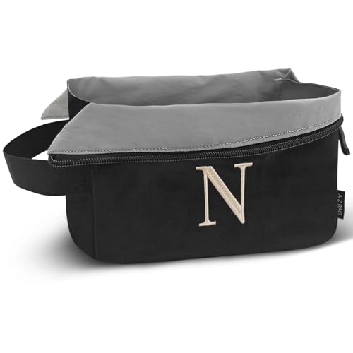 A-Z BAG Neceser de Viaje de Gran Apertura, Resistente al Agua, Organizador de Afeitado, Bolsa de Maquillaje Personalizada para Mujer (N, Negro)