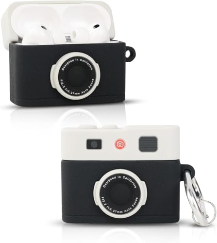 Image of Meyaar Case Compatible with Apple AirPods Pro 3 Protective Funny Cute Cartoon Slim Cover with Keychain (Camera Black)