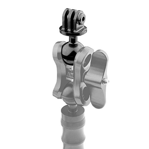 Motutech Pince à Boule Clip Fixation Connecteur pour Tête à Rotule pour GoPro Hero 360 ° Rotation pour Plongée sous-Marine Double Trous Lumière Mont de Camera d'action (Connecteur rotule - Noir)