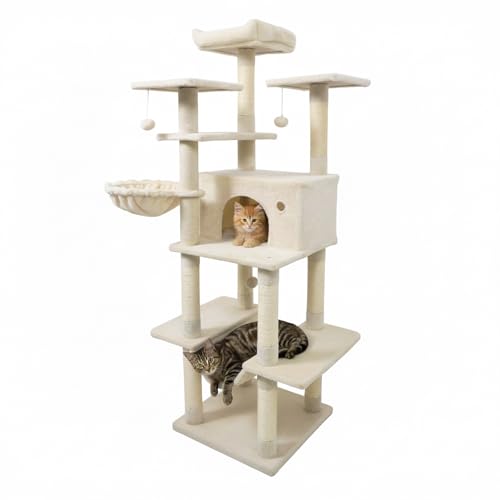 Árbol para Gatos Tangkula Alto 63 Pulgadas Beige miniatura 1
