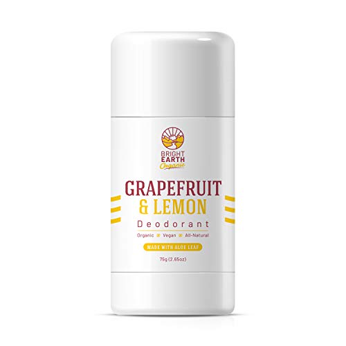 Bright Earth Organic - Natural Deodorant with Magnesium and Aloe Free of Aluminum, Baking Soda, Parabens, Sulfates, Gluten, Cruelty – for Men and Women - Grapefruit & Lemon (2.65 oz)