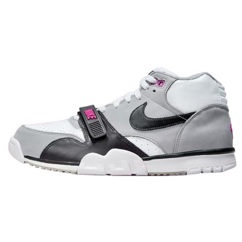 Image of Nike Men's Air Trainer 1 Fashion Trainers, Medium Grey White Hyper Purple Black, 13 US