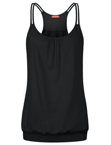 NEWMEEN Women's Scoop Neck Spaghetti Strap Racerback Sports Cami Tank Tops