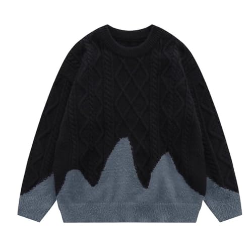 Pull col rond torsadé vintage et ample pour homme et femme