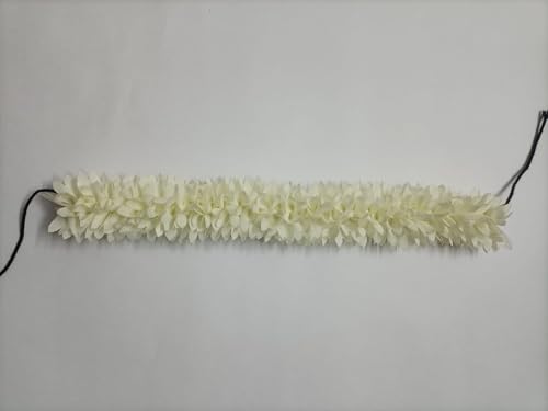 Image of Artificial Flowers for Indian Classical Dance | 12 inch New Mullai Poo Gajra for Bharatanatyam | Reusable Faux Jasmine Garland | Hair Accessory for Wedding | (Cream)