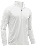 TACVASEN Men's Golf Shirts Sun Lightweight Athletic Moisture Wicking Sports Workout Long Sleeve Running Summer UV Protection Shirts White L