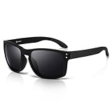 SUNGAIT Polarized Sports Sunglasses for Men Women: Black Retro Square Shades UV400 for Driving Fishing Cycling Running Golf