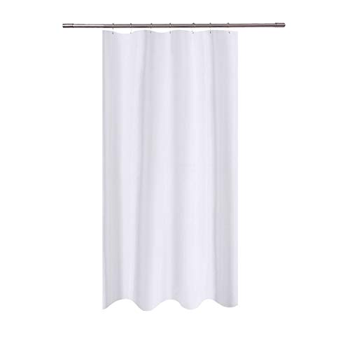 Image of N&Y HOME Fabric Shower Curtain Liner 40 x 72 inches Bath Stall Size, Hotel Quality, Washable, Water Repellent, White Spa Bathroom Curtains with Grommets, 40x72