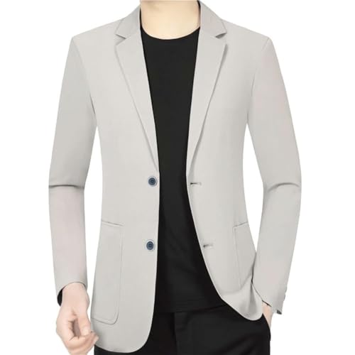 Men's Gray White Thin Slim Fit Blazers Korean Style Spring Fashion Business Casual Sports Coat Suit Jacket