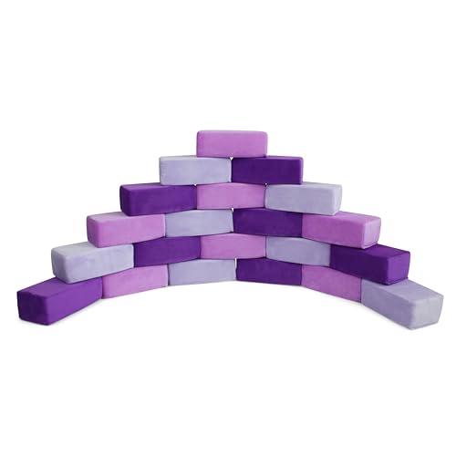 Image of The Original Premium Plush Building Block for Kids - Certified Safe Foam Blocks in Luxuriously Soft Fabric Covers (Grape, Blocks)