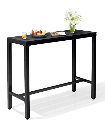 Crestlive Products Outdoor Bar Table, 43'' Rectangle Patio Counter Height Table High Pub Table with Waterproof Top and Sturdy Metal Frame for Balcony, Bistro, Garden, Backyard, Hot Tub(Black) Crestlive Products Outdoor Bar Table, 43'' Rectangle Patio Counter Height Table High Pub Table with Waterproof Top and Sturdy Metal Frame for Balcony, Bistro, Garden, Backyard, Hot Tub(Black)