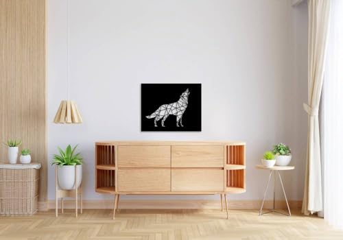 Loup hurlant déco murale aluminium 60cm pour habiller un mur vide