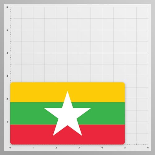 Image of World Country Flag Decal Stickers - Two Pack - for Cars Windows Bumpers Laptops Tablets Tumblers Cups Walls (Myanmar)