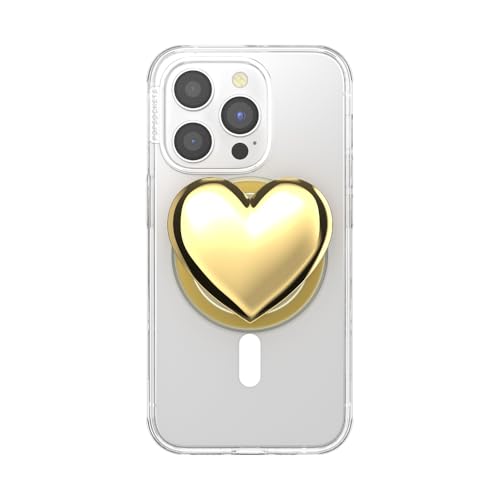 Image of PopSockets Phone Grip for MagSafe, Magnetic Holder, Phone Stand, Gold - Heart of Gold
