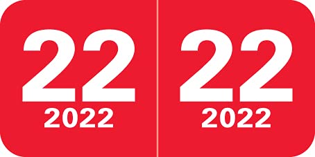 Doctor Stuff - 2022 Year Stickers, Col'R'Tab/Tabbies Compatible Series, Red Colored Year Labels for End Tab File Folders, 500/Roll, 1 Roll, 3/4