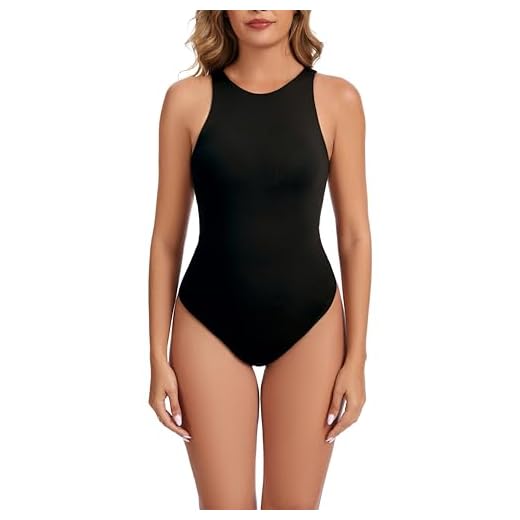 VEXELEA Women’s Basic Sexy Sleeveless Racer Back Halter Neck Bodysuits