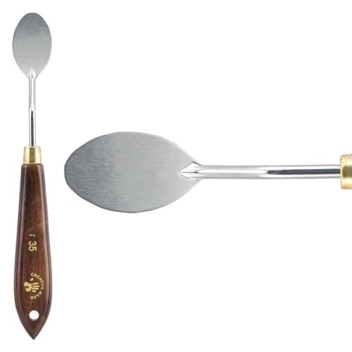 Creative Mark Stainless Steel Palette Knife Painting Tools - Paint Palette with Wooden Handle - Variety of Shapes and Sizes - 35T, 1-1/4 in