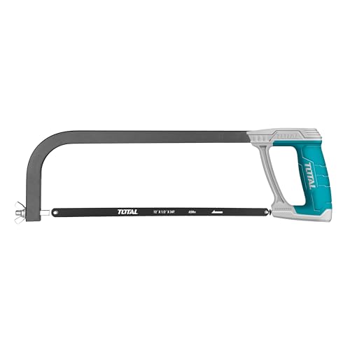 TOTAL - Arco de Sierra - Longitud de 300 mm - Herramienta para Cortar Metal y Madera - Ideal Para Trabajos de Fontanería y Carpintería - Incluye Sierra de Recambio de 63 mm - Aluminio