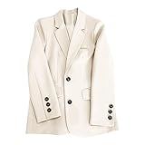 Damen Blazer Sportlich Longblazer Damen Basic Knöpfen Vintage Anzugjacke Einfarbig Geschäft Büro Anzugjacke Oversize Dünn Blazerjacke Leicht Mantel Anzugjacke für Arbeit Büro Sakko 2025 Frauen Fashion Solid Langarm Temperament Schlitz Lange Hemd Breite Bein Hosen Zwei Sets Sweatjacke Damen