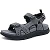 KuaiLu Mens Leather Hiking Sandals With Arch Support Orthopedic Sport Recovery Athletic Walking Sandals For Man Outdoor Summer Casual Thick Cushion Beach Water Fisherman Sandal, size 10 Grey