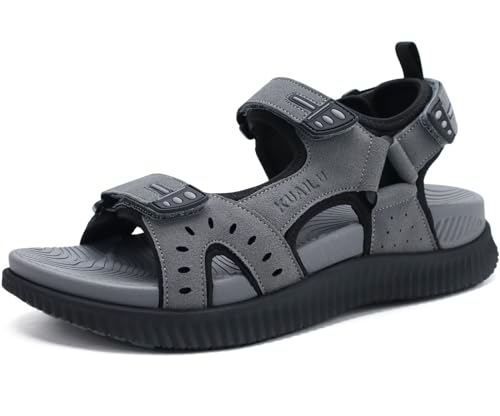 KuaiLu Mens Leather Hiking Sandals...