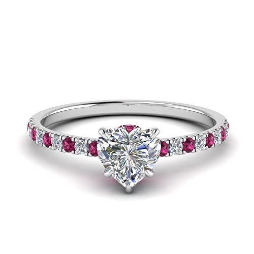 Image of Choose Your Gemstone Hidden Halo Petite Diamond CZ Ring Sterling Silver Heart Shape Halo Engagement Rings Everyday Jewelry Wedding Jewelry Handmade Gifts for Wife US Size 4 to 12