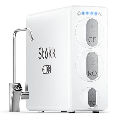 Stokk Tankless Reverse Osmosis System, 800 GPD Fast Flow Water Filter, NSF/ANSI 58&42, 8 Stage RO System, 3:1 Pure to Drain, Under Sink Tankless RO System, Smart Faucet, Reduce PFAS, S2